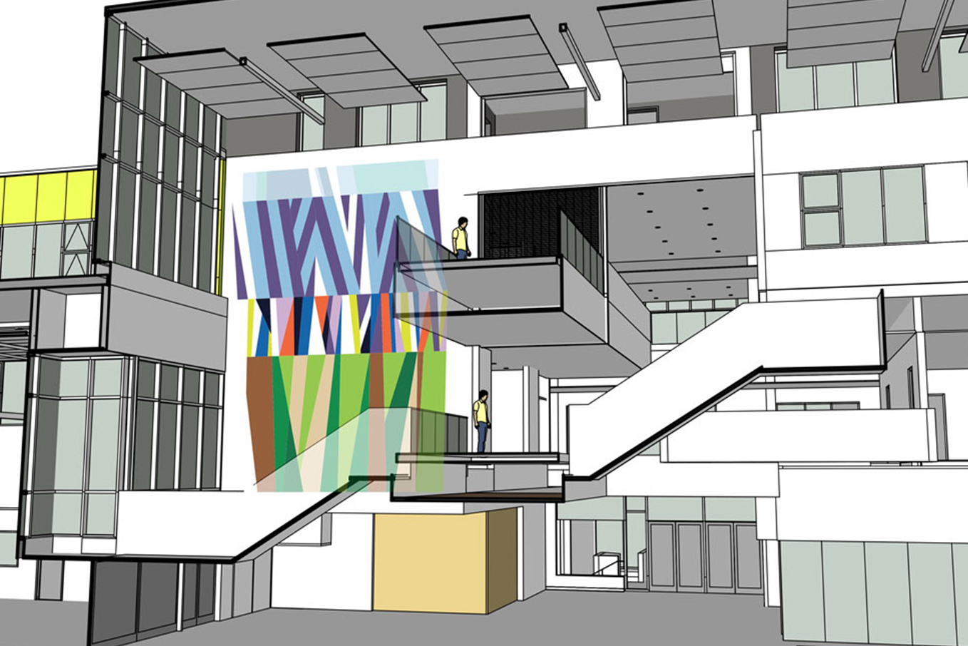 Artist rendering of the large scale installation of the Michael Rozen mural Connections.