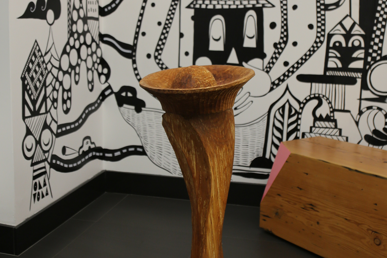 Travis Skinner's completed artifact, Justice Bowl, displayed in the reception area of the hcma Vancouver office.