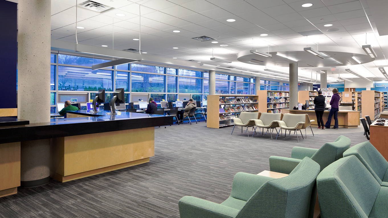 Interior view of the library at Hillcrest Centre.