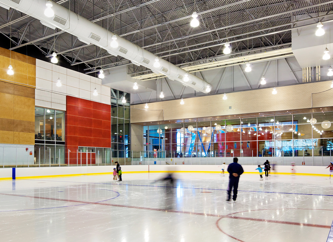 Skaters take the ice in the Hillcrest ice rink.