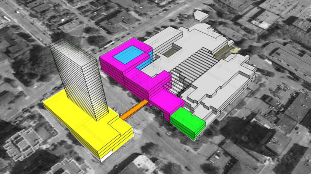 3D render map view of a building