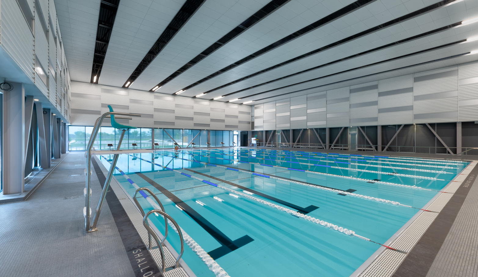 Interior view of the competition pool at University of Windsor Toldo Lancer Centre.